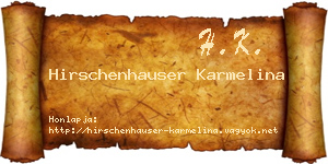 Hirschenhauser Karmelina névjegykártya
